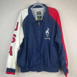 Vintage Atlanta Olympic Games 1996  Jacket XLarge Windbreaker Flame USA 100 Logo